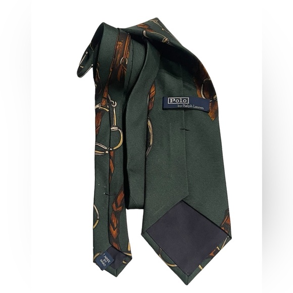 Polo Ralph Lauren Equestrian Horses Tonal Green Red Blue Ivory Silk Necktie USA - Picture 3 of 7
